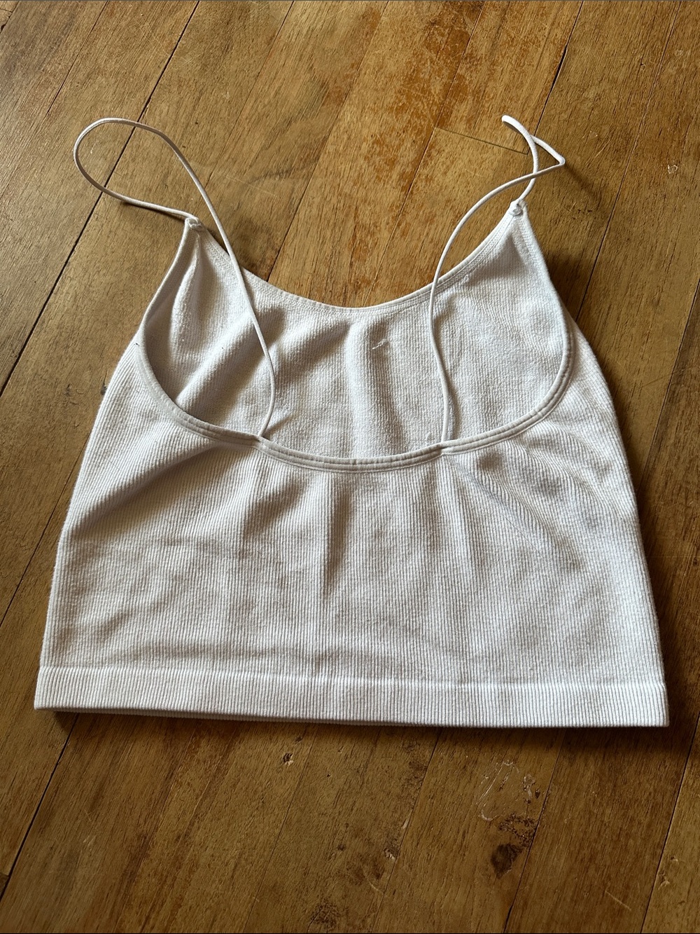 White Ribbed Spaghetti Strap Crop Top - Picture 2 of 2